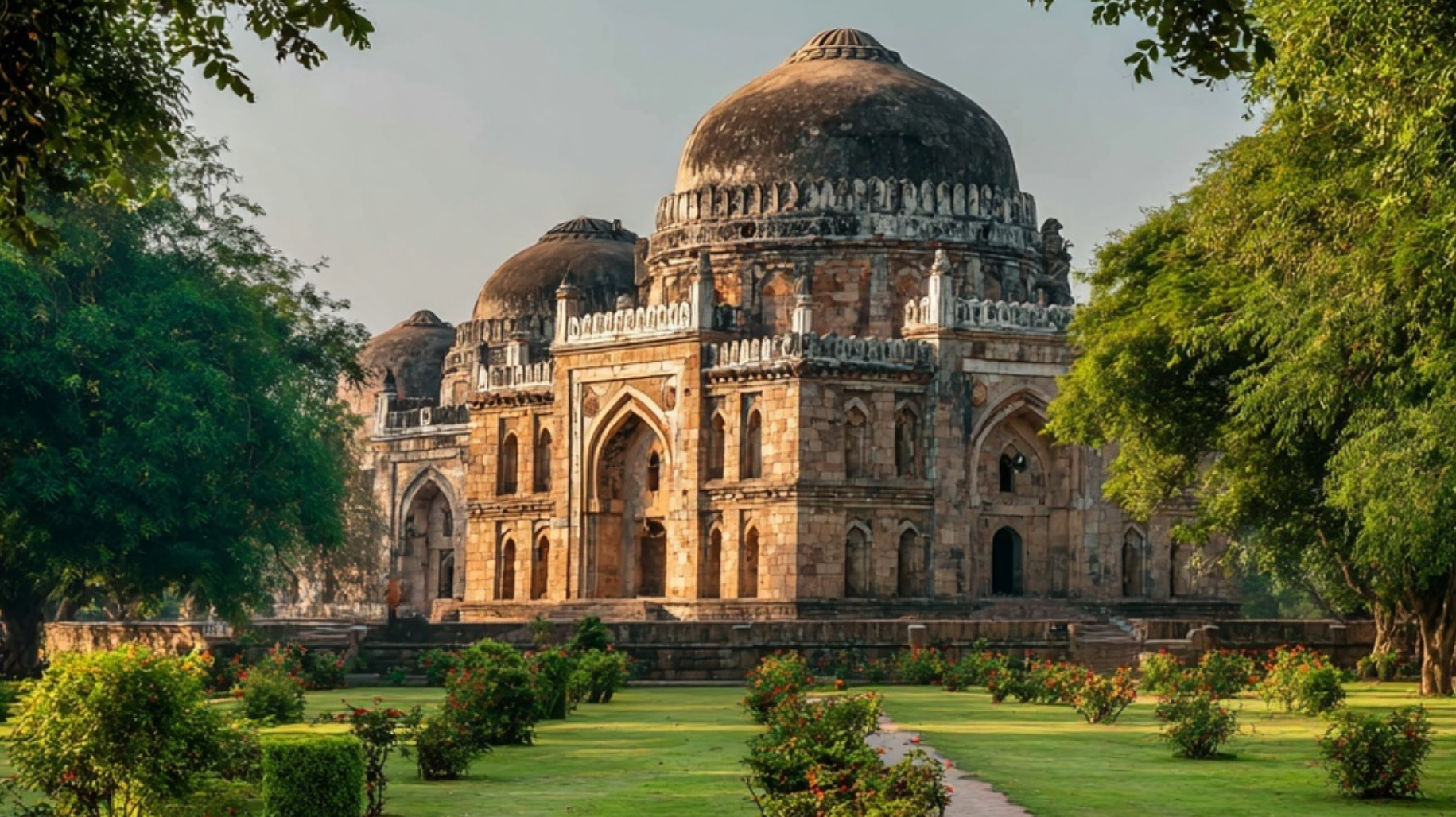 Lodhi Gardens greenery and Hauz Khas fort